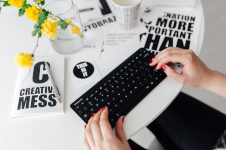 Female hands on keyboard Female hands on keyboard