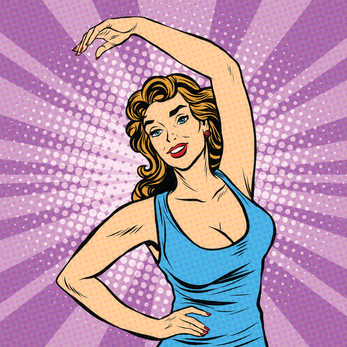 Cartoon Woman Stretching