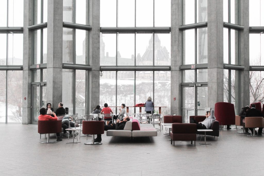 Office Lounge, With People Sitting Around on Couches